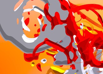 Cartoon water liquid particles droplets. Abatract painting. 2d illustration. Frozen motion small particle molecules. © Jakub