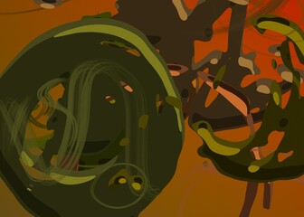 Cartoon water liquid particles droplets. Abatract painting. 2d illustration. Frozen motion small particle molecules. © Jakub