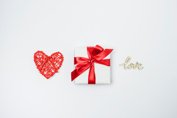 Celebration background with hearts and gift box