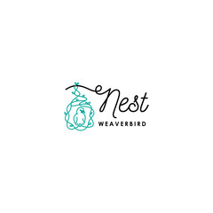 Flat letter design NEST WEAVERBIRD logo design