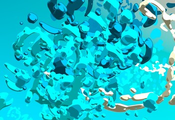 Cartoon water liquid particles droplets. Abatract painting. 2d illustration. Frozen motion small particle molecules. © Jakub