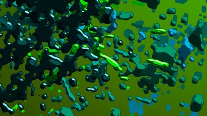Cartoon water liquid particles droplets. Abatract painting. 2d illustration. Frozen motion small particle molecules. © Jakub