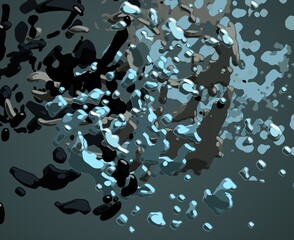 Cartoon water liquid particles droplets. Abatract painting. 2d illustration. Frozen motion small particle molecules. © Jakub