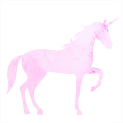 unicorn pink watercolor silhouette isolated