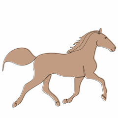 sketch running horse, vector, isolated