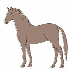 Fototapeta na wymiar sketch brown horse, vector, isolated