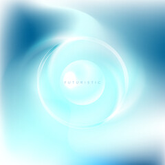 Cyan blue glossy circle and ring abstract tech background. Vector design