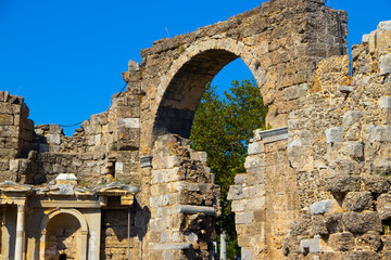 Ruins of the ancient city of Side in Turkey