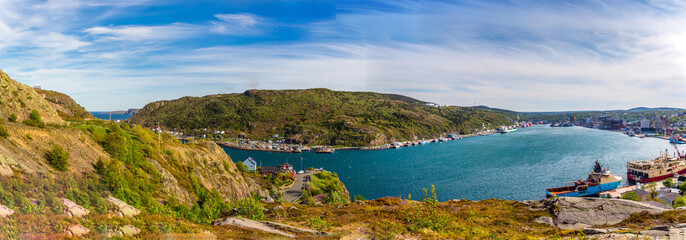 Fototapeta na wymiar Panoramic view of the inlet to the St. Johns port, NFL, Canada