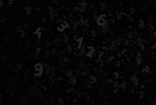 Numbers hand drawing with math symbols on colorful background.