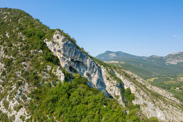 Eroded rocks in the Gorges du Verdon in Europe, France, Provence Alpes Cote dAzur, Var, in summer, on a sunny day.