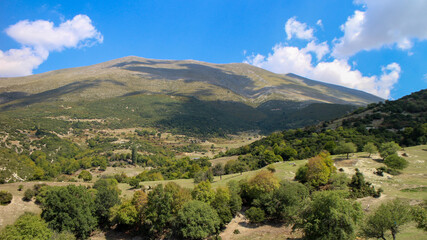 Fototapeta na wymiar Slopes of Mount Olympus massif in Greece.