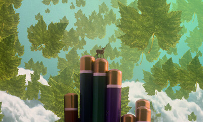 Human standing on an edge. Imaginary world. Alternative realm. Surrealism. Dream like abstract imaginary image. © Jakub