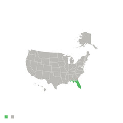 Naklejka na ściany i meble Map of United States with Florida Highlighted