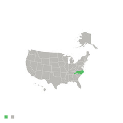 Fototapeta na wymiar Map of United States with North Carolina Highlighted