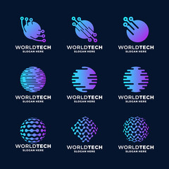 collection of technology logo design