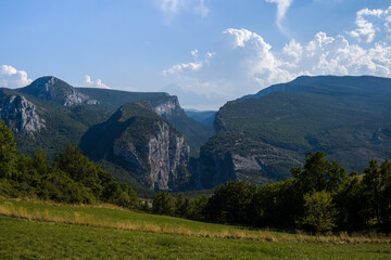 Fototapeta premium The panoramic view of the Gorges du Verdon in Europe, France, Provence Alpes Cote dAzur, Var, in summer, on a sunny day.
