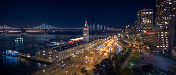 San Francisco Skyline Aerial View at Night