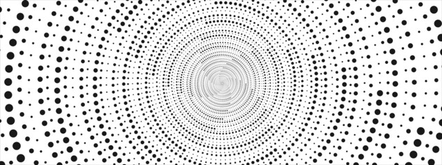 Fototapeta na wymiar Abstract halftone background of dots. Vector design of circles in a spiral, hypnosis. The pattern of a cosmic funnel, a maze. Stars. Poster for social networks, medicine, websites, business.