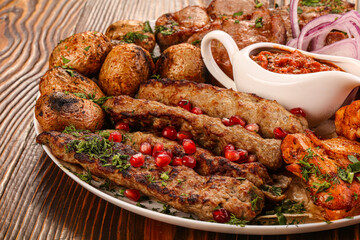 Bbq mix plate with beef, pork, lamb