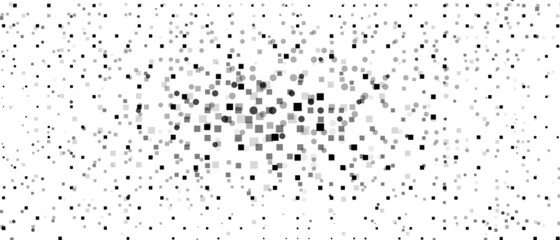 Halftone mosaic background. Monochrome design of chaotic geometric shapes. Pattern on the lines. Banner, poster for technologies, websites, social networks. Vector illustration.