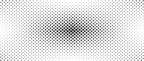 Halftone mosaic background. Monochrome design of chaotic geometric shapes. Pattern on the lines. Banner, poster for technologies, websites, social networks. Vector illustration.