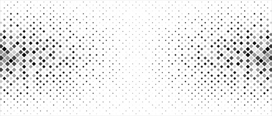 Halftone mosaic background. Monochrome design of chaotic geometric shapes. Pattern on the lines. Banner, poster for technologies, websites, social networks. Vector illustration.