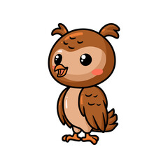 Fototapeta premium Cute little owl cartoon standing