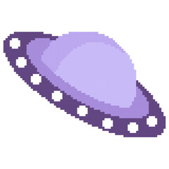 Naklejka premium ufo illustration with pixel theme on white background