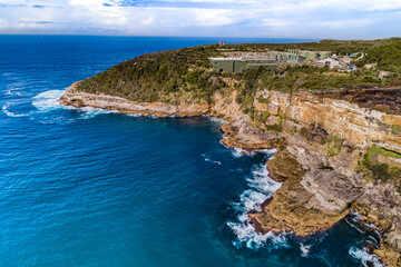 Long Exposure Drone Shot of Shelly Headland Waves
