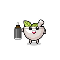 the cute herbal bowl as a graffiti bomber