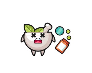 illustration of overdose herbal bowl character
