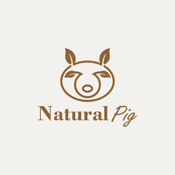 Pig Leaf Logo Design Vector
