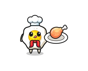 fried egg fried chicken chef cartoon character