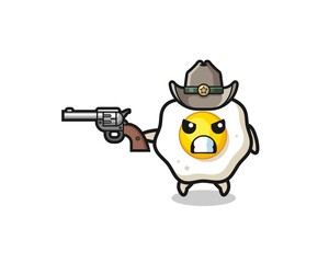 Fototapeta premium the fried egg cowboy shooting with a gun