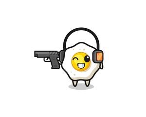 Fototapeta premium illustration of fried egg cartoon doing shooting range