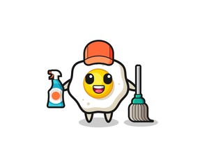 cute fried egg character as cleaning services mascot