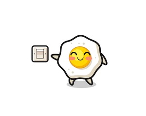 cartoon fried egg is turning off light