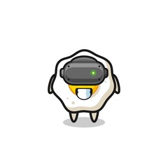 Fototapeta premium cute fried egg using VR headset