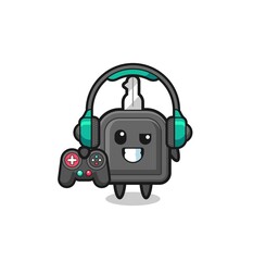 car key gamer mascot holding a game controller