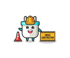 illustration of electric plug with under construction banner