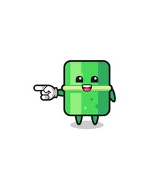 bamboo cartoon with pointing left gesture