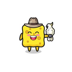 sponge zookeeper mascot with a parrot