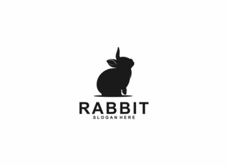 rabbit logo template vector, icon in white background