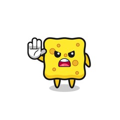 sponge character doing stop gesture