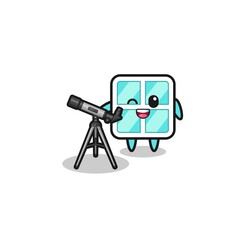 window astronomer mascot with a modern telescope