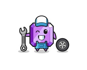 the purple gemstone character as a mechanic mascot