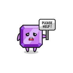 cute purple gemstone hold the please help banner