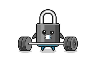cartoon of padlock lifting a barbell