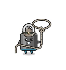 the padlock cowboy with lasso rope